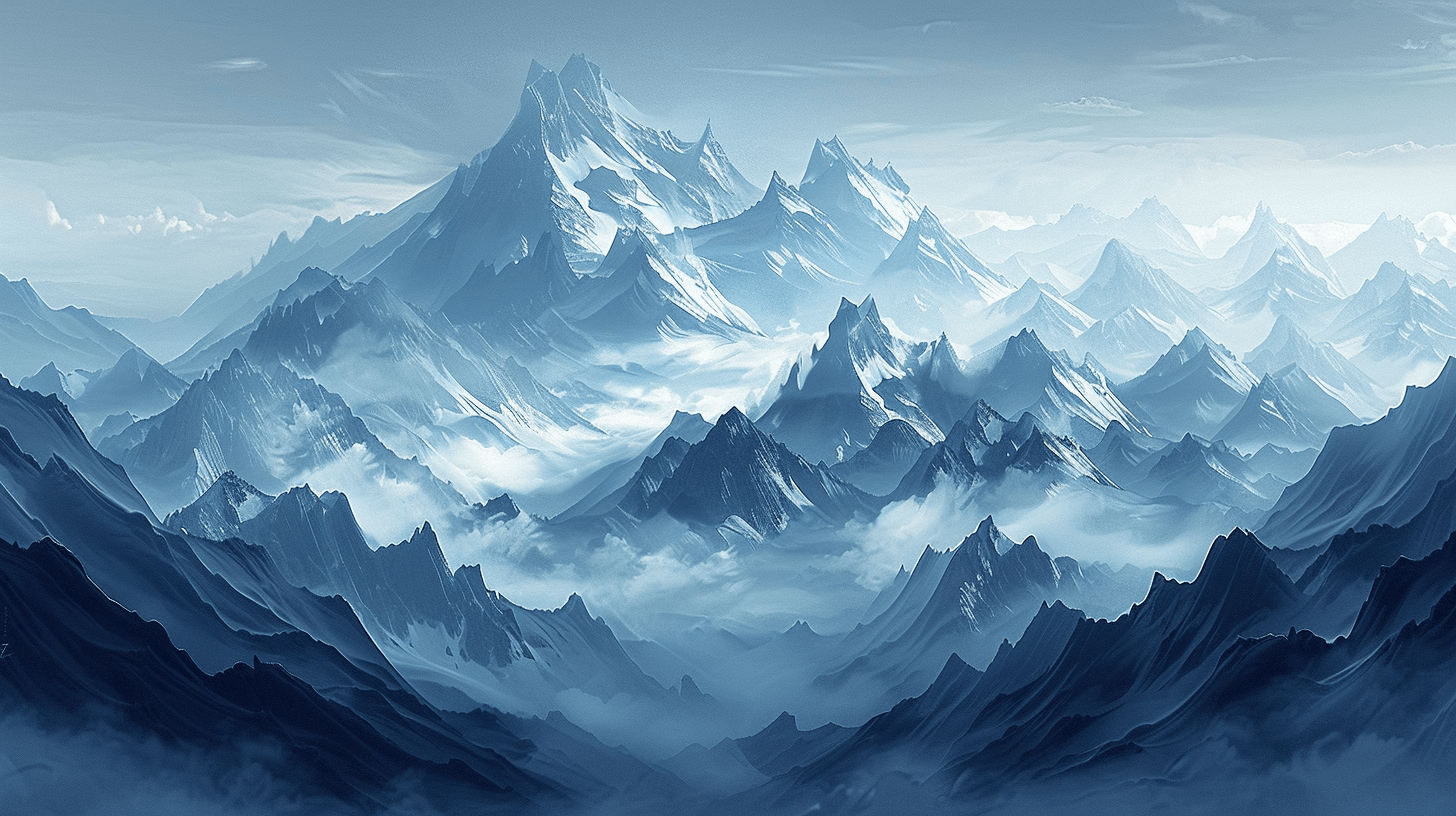 Papier Peint Panoramique Montagne Bleu