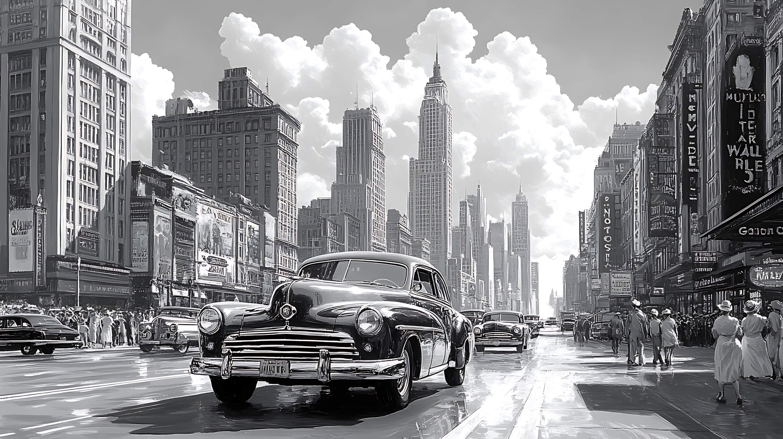 Papier Peint Noir Et Blanc Voiture Usa