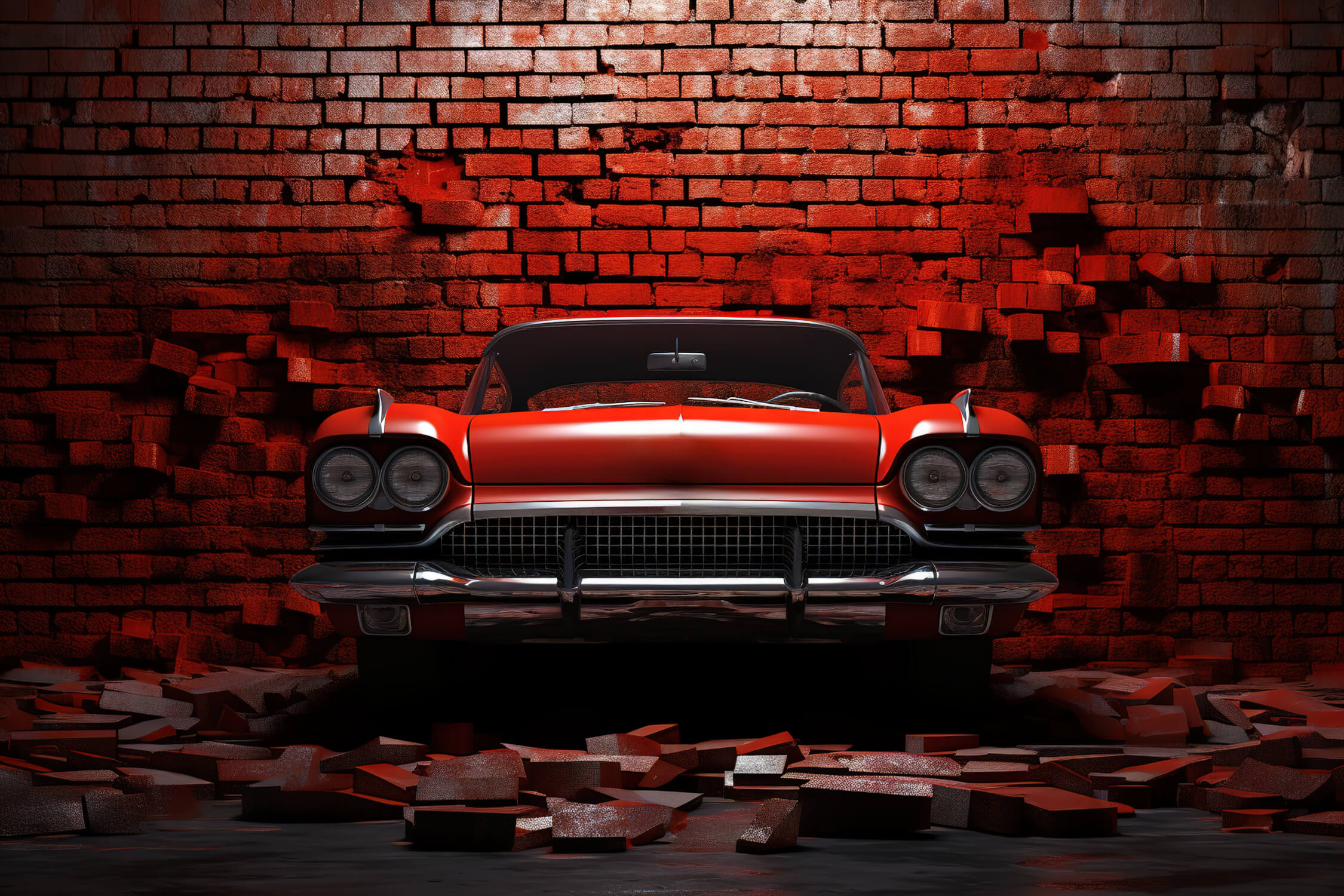 Papier Peint Xxl Voiture Brique Rouge