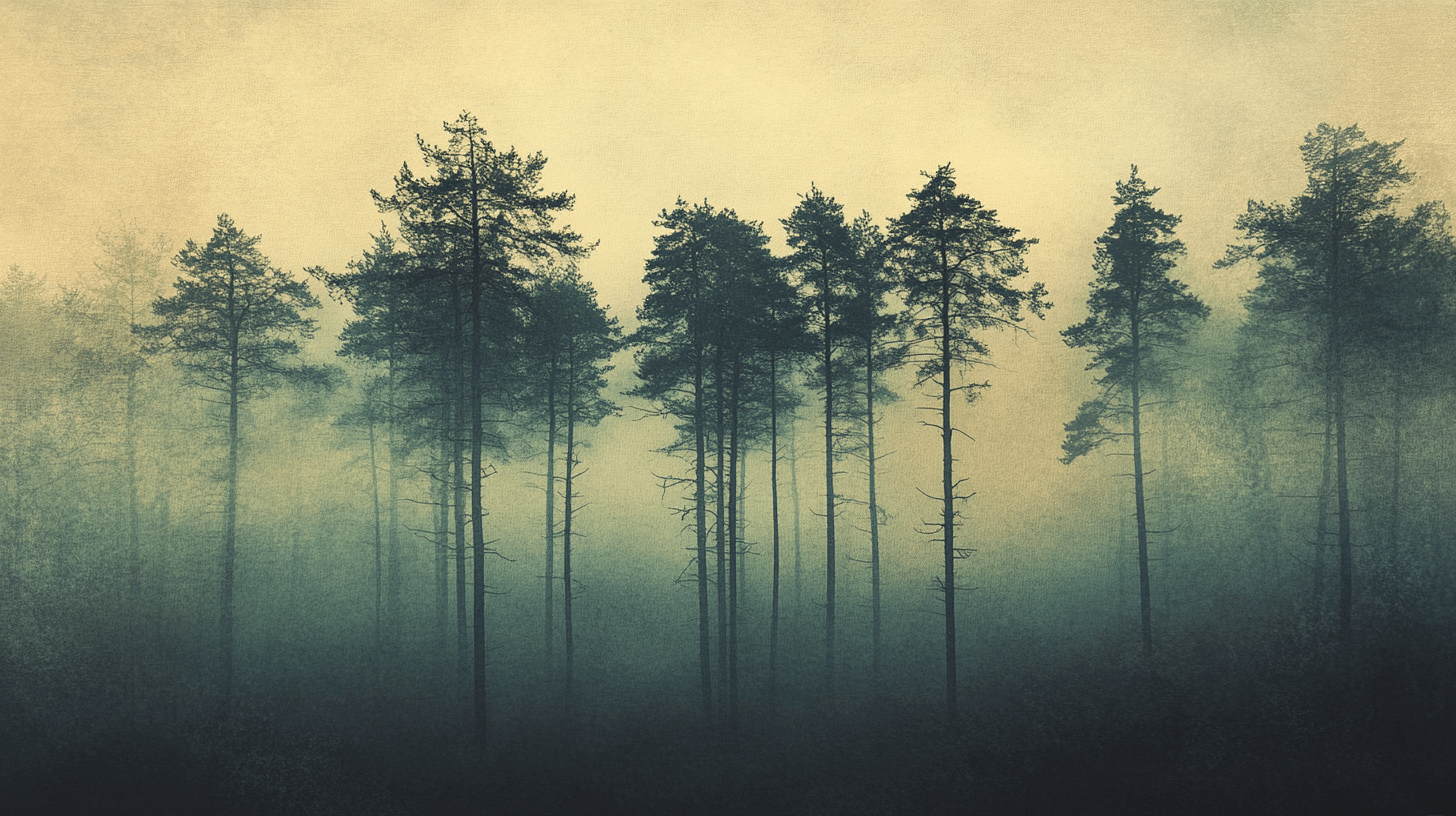 Papier Peint Aquarelle Forêt Enveloppée De Brume