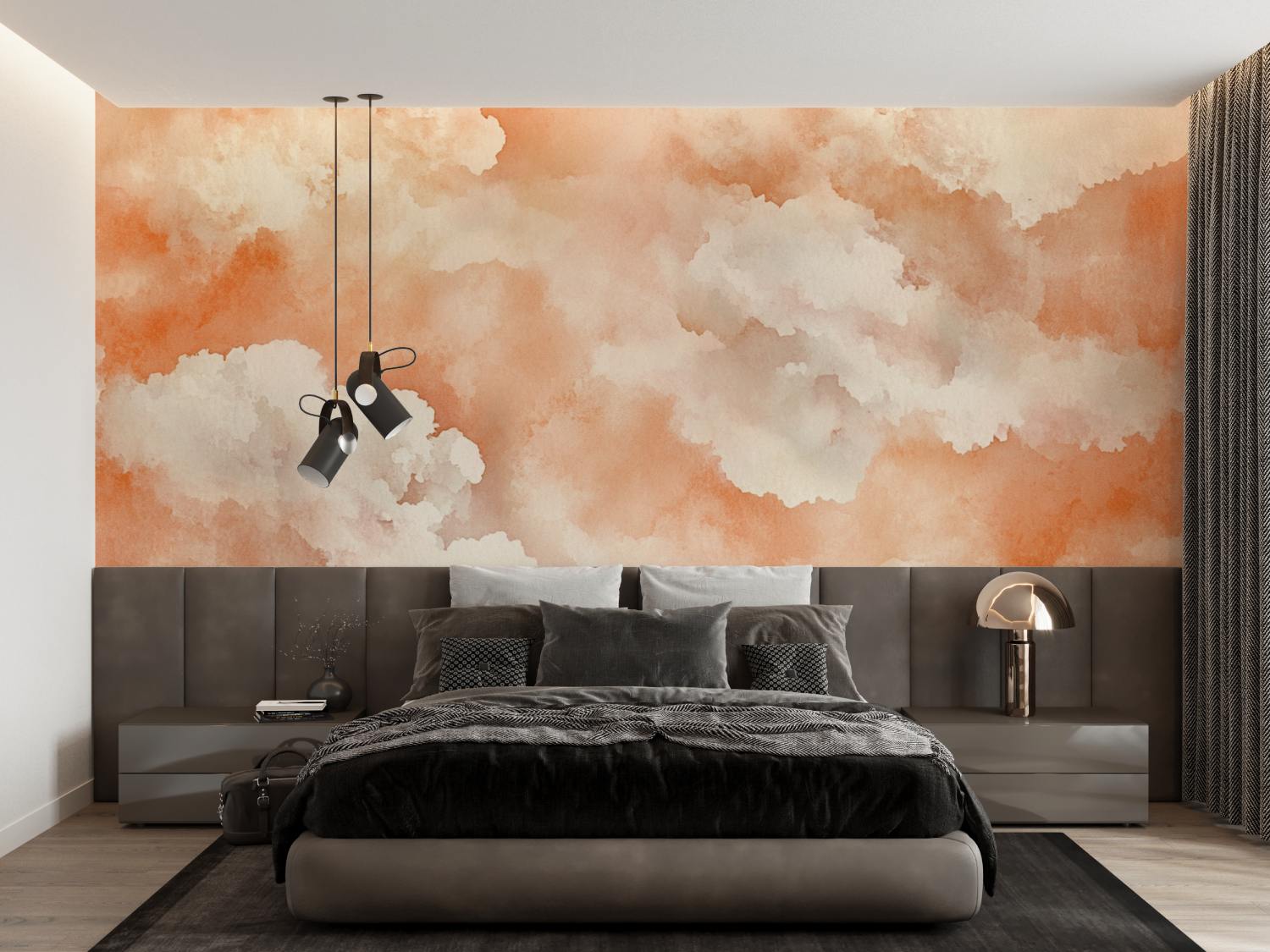 Papier peint terracotta ciel nuageux pastel francais
