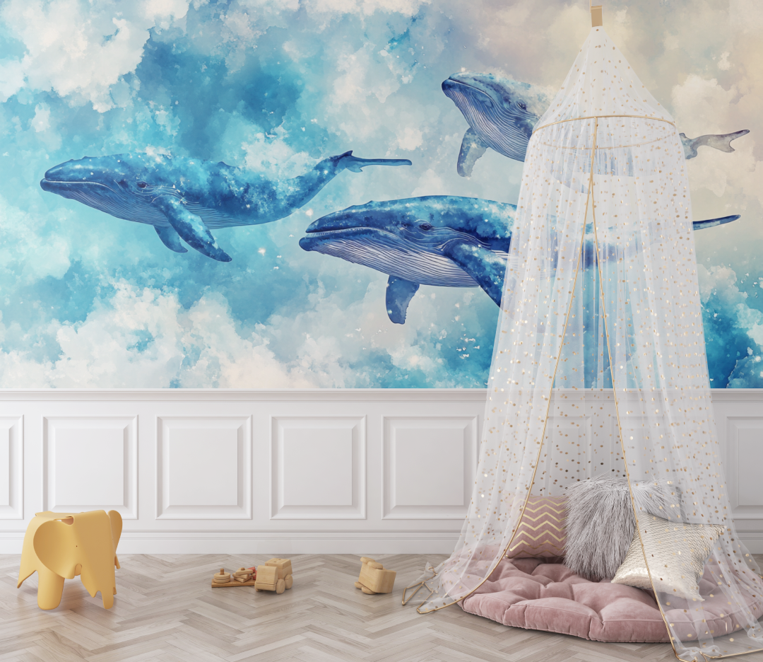 Papier peint marin baleine bebe