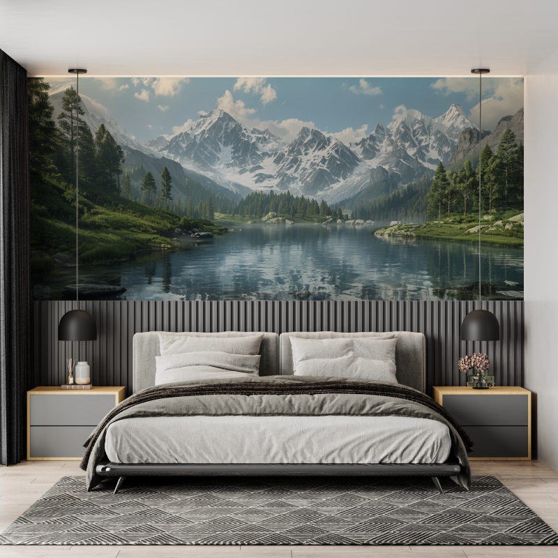 Papier peint panoramique lac de... haute savoie mural adulte