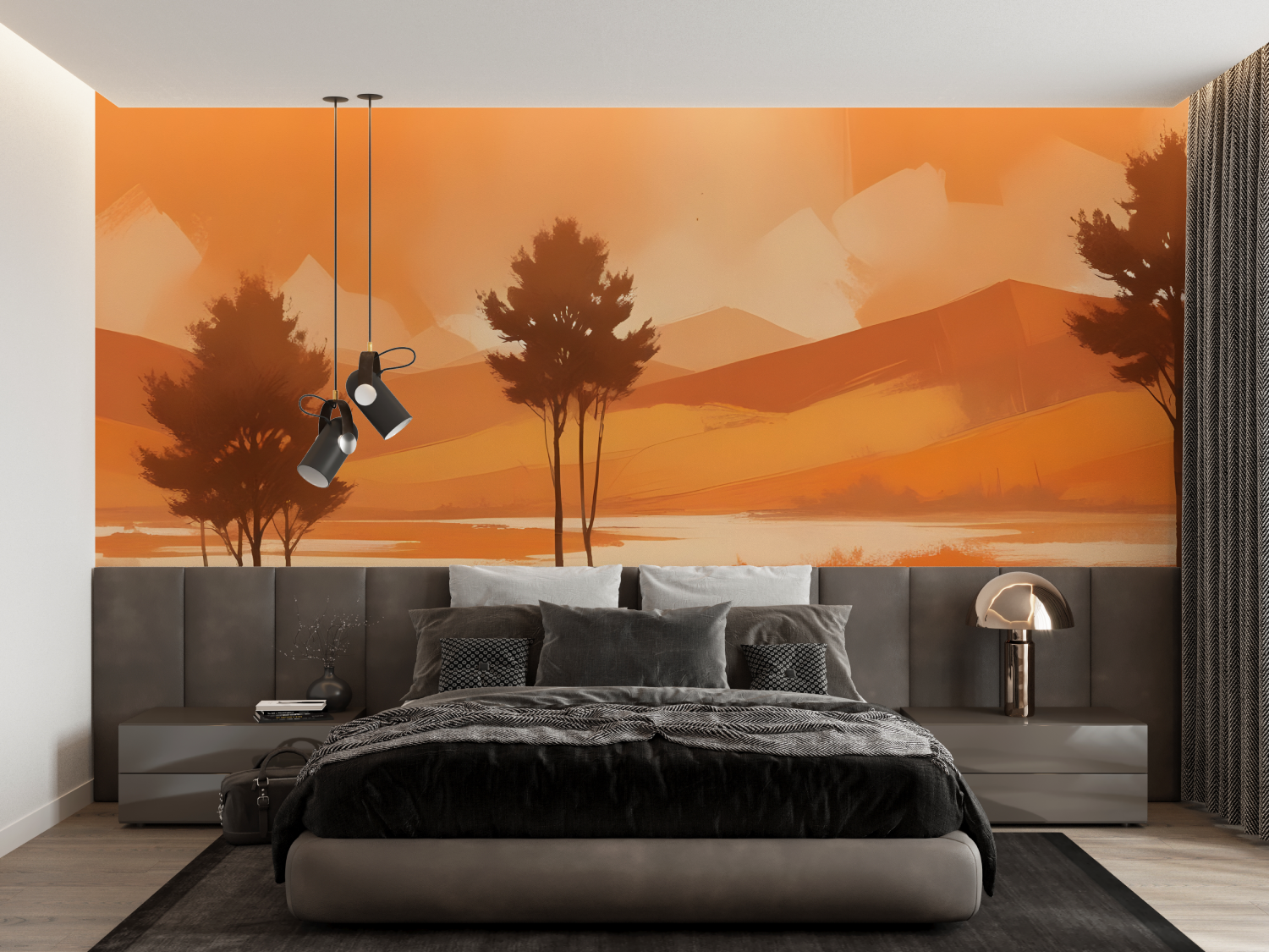 Papier Peint Orange Panoramique - panoramique tendance