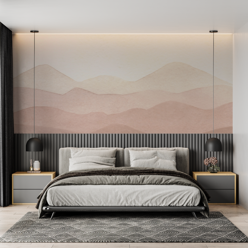Papier peint cocooning montagne...iste neutre chambre adulte