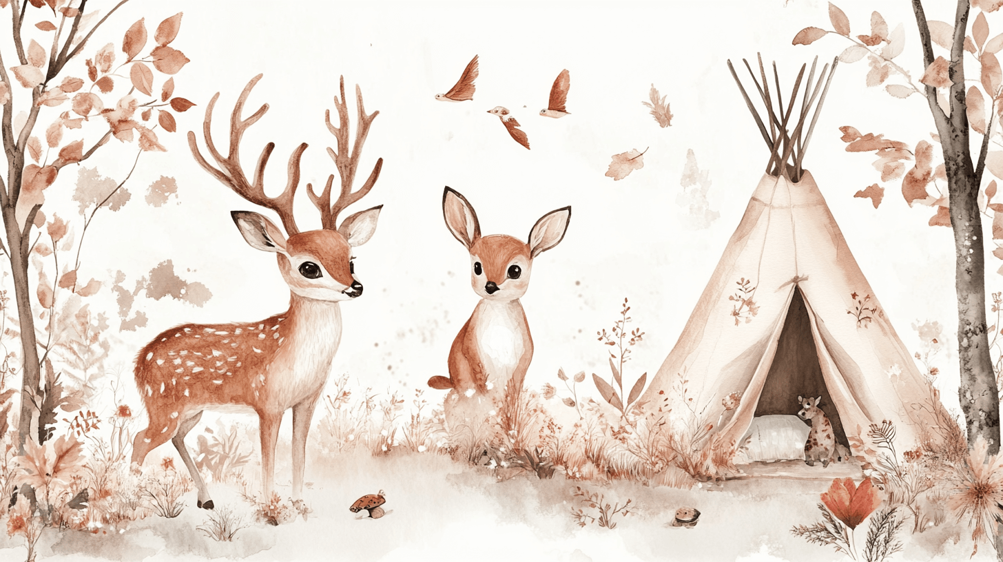 Papier Peint Forêt Et Tipi Bébé