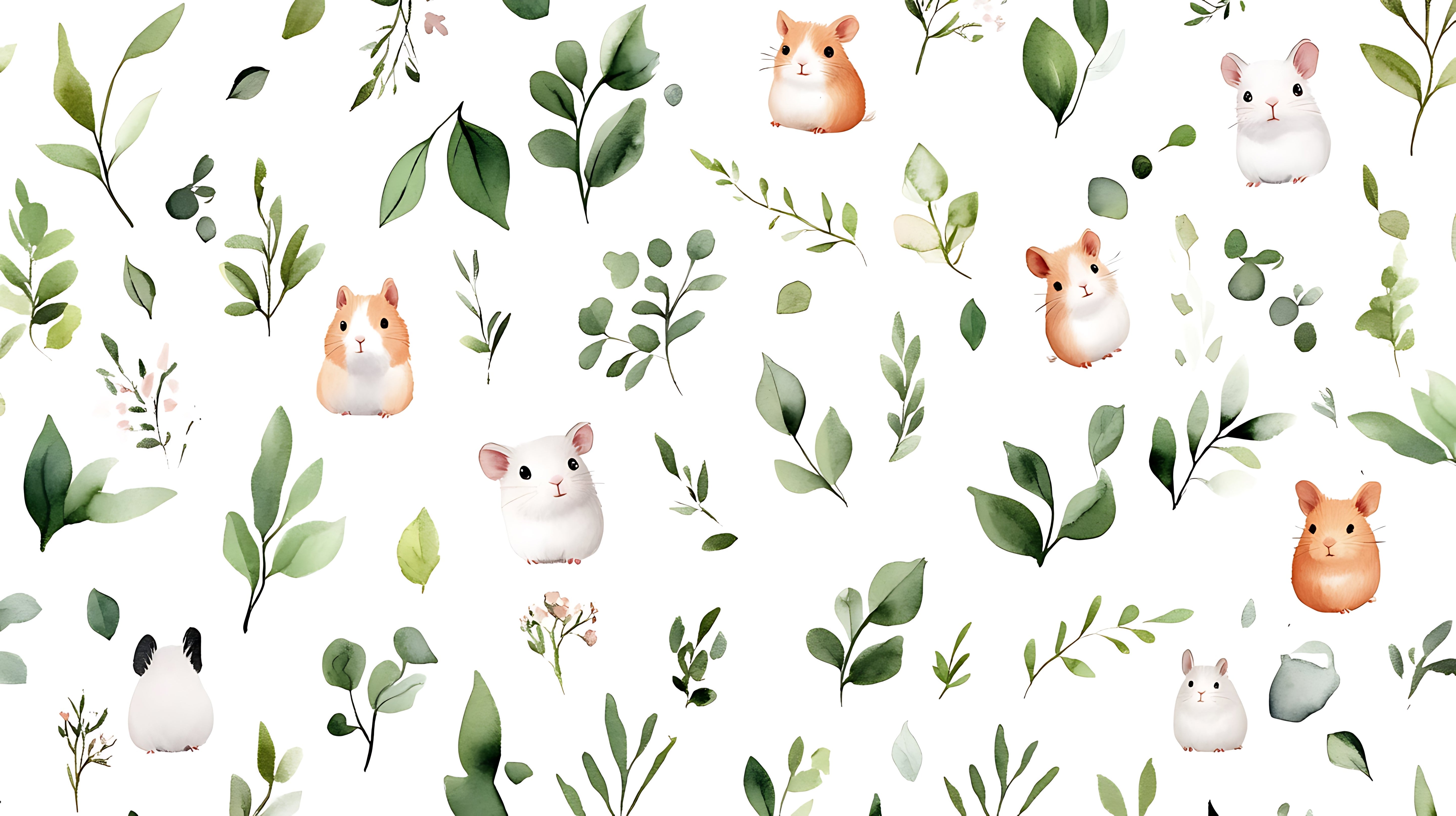 Papier peint bébé Animaux et feuillage