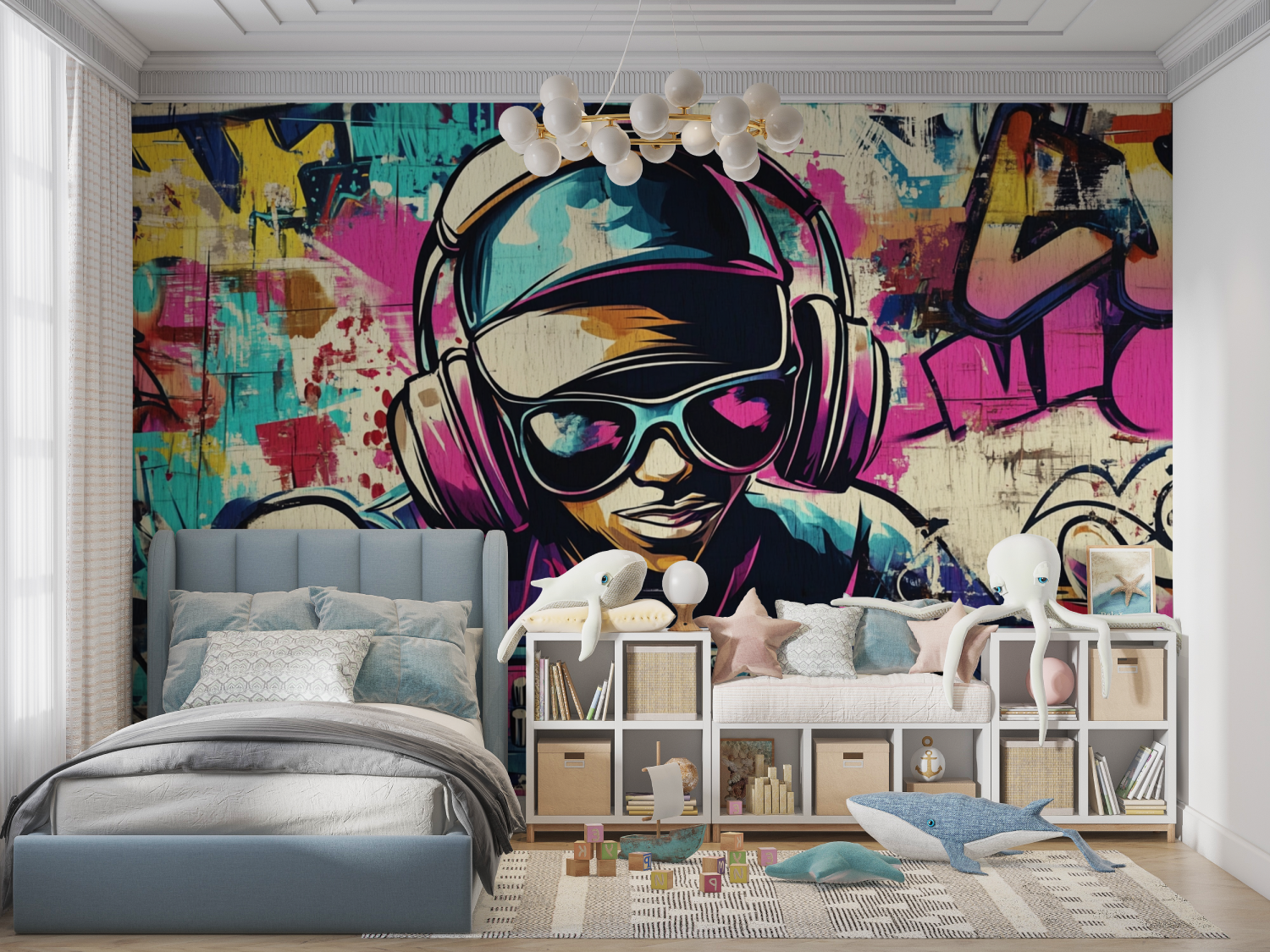 Papier peint theme hip hop panoramique garcon