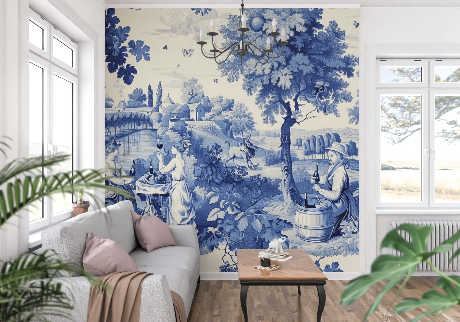 Papier Peint Toile De Jouy Années 90 - tapisserie