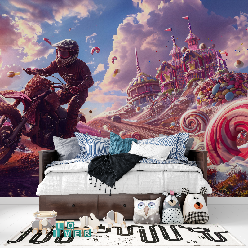 Papier peint 3d chambre ado motocross tapisserie pour ado