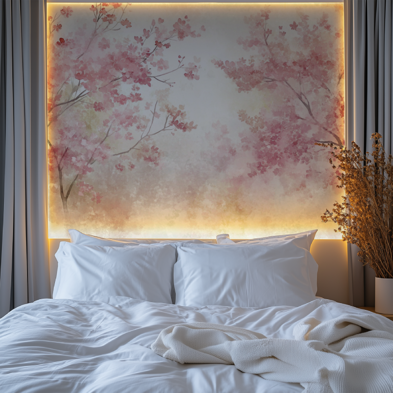 Papier peint arbre rose chambre premium