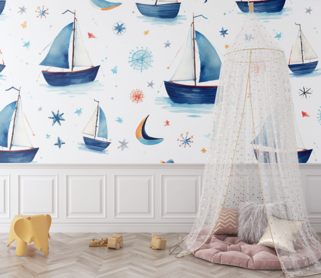 Papier peint bébé Voiliers nautiques - bebe unisexe