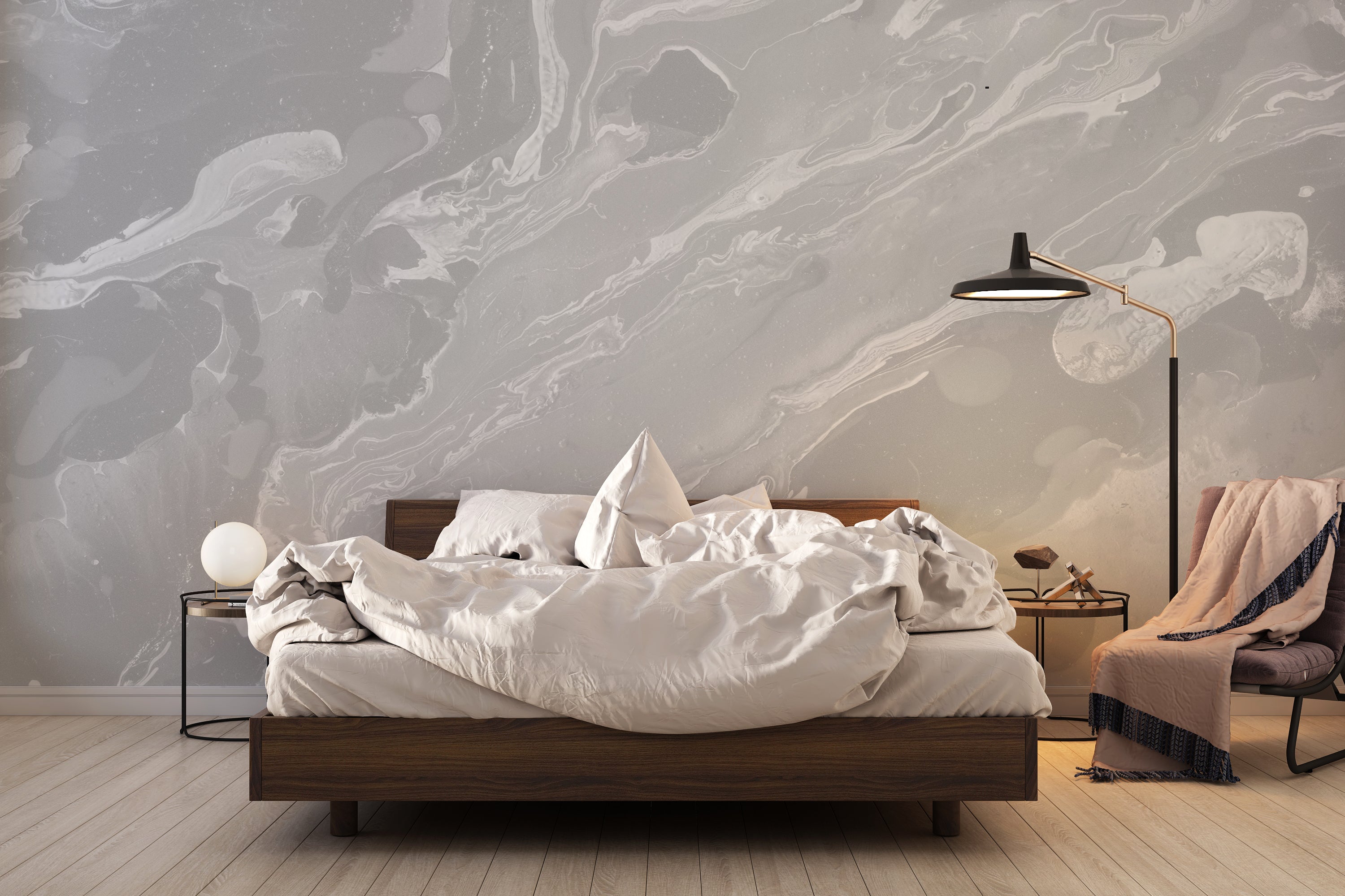 Papier Peint Gris Marbré