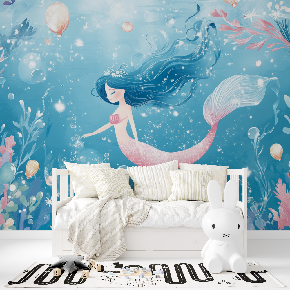 Papier peint princesse sirene merveilleuse tapisserie fille