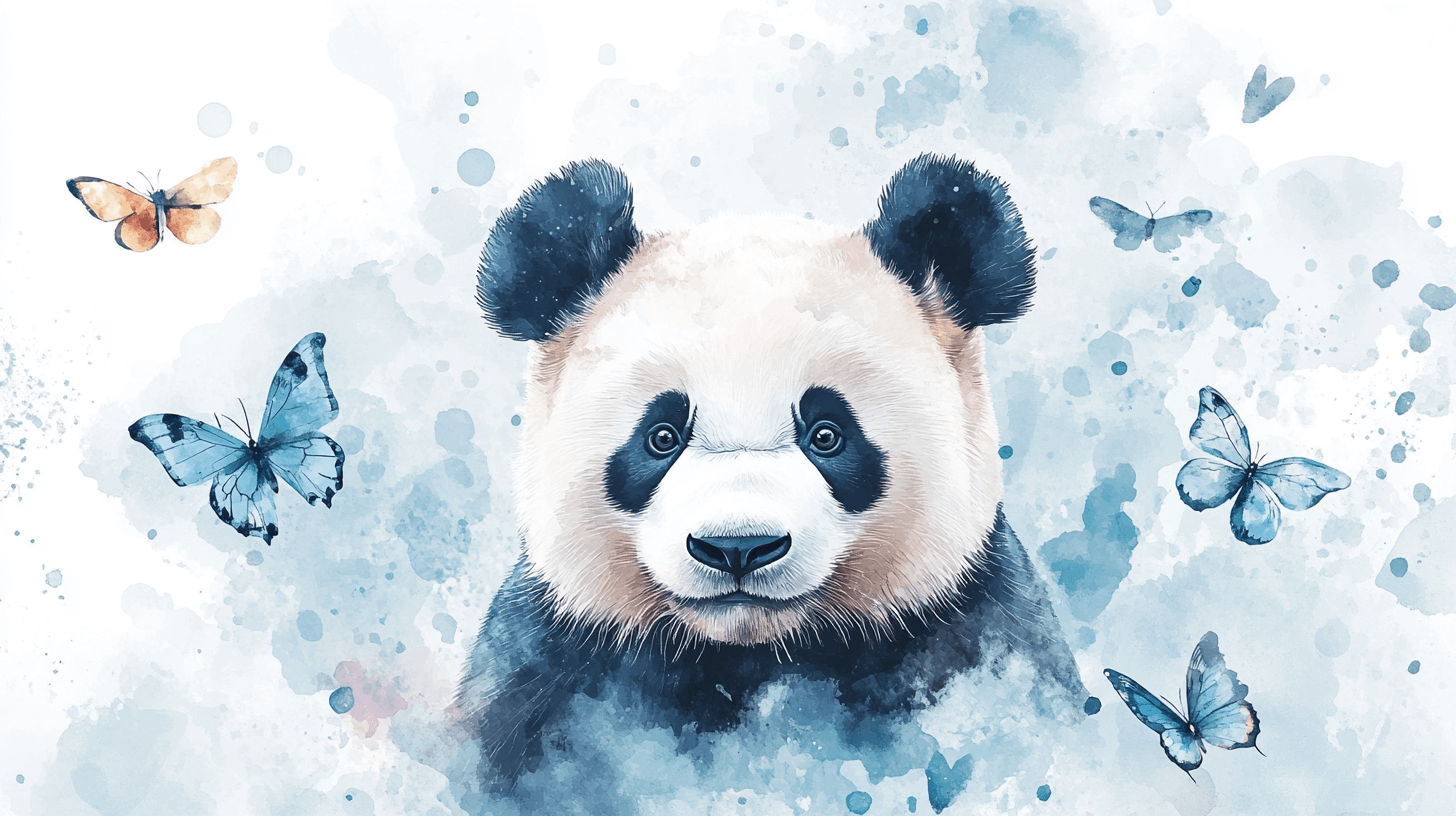 Papier Peint Panda Et Papillons