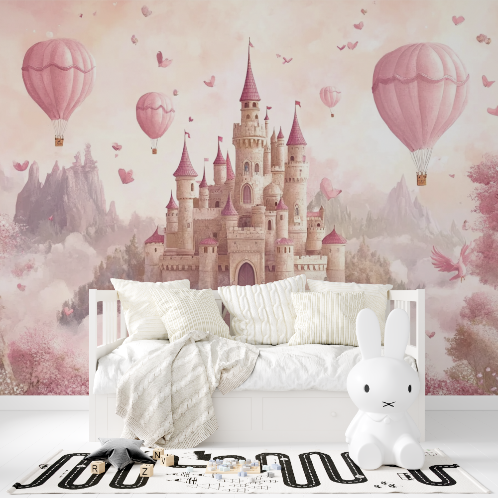 Papier peint chateau rose tapisserie tapisserie fille