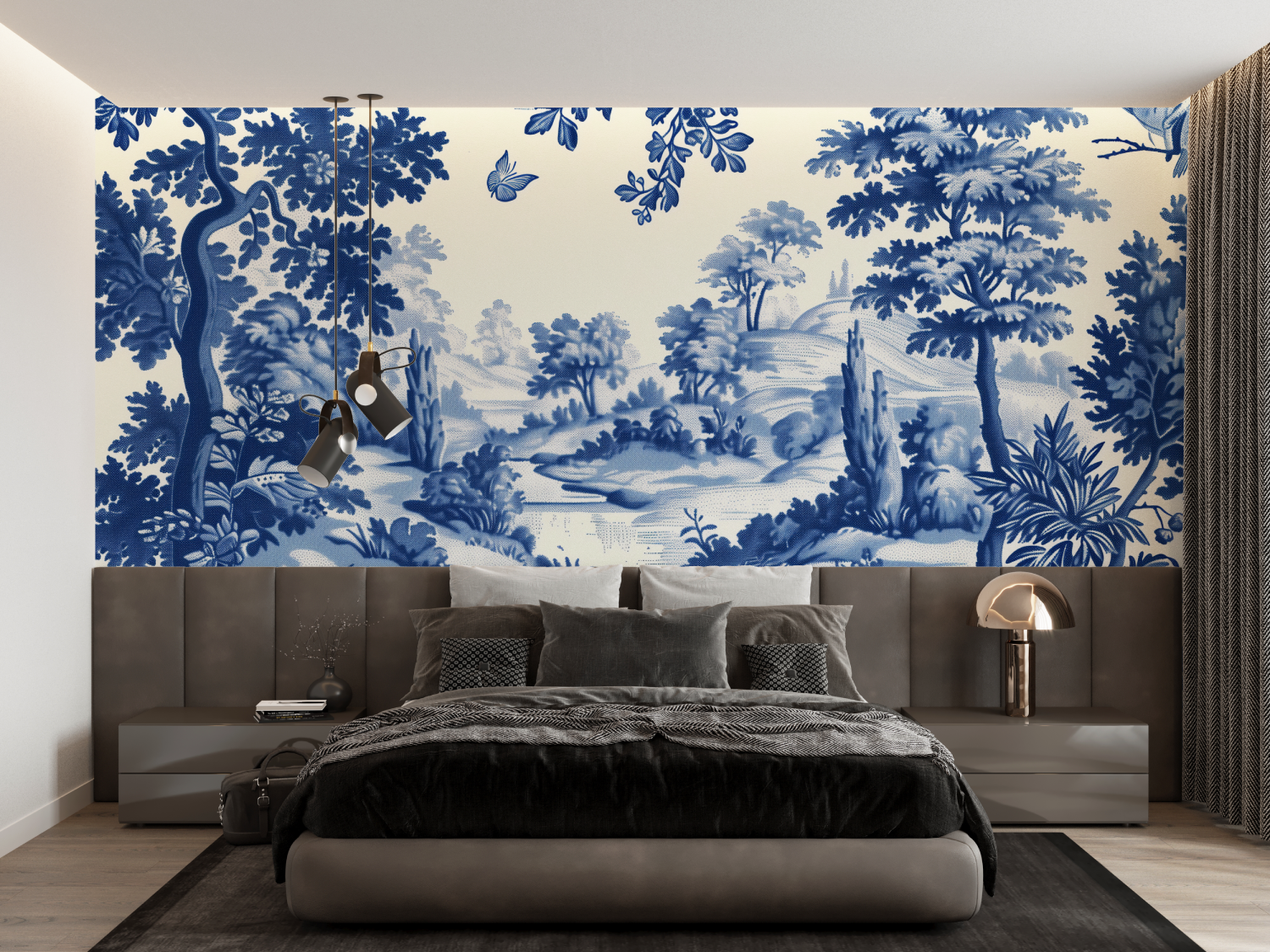 Papier Peint Toile De Jouy Style Boheme - tapisserie