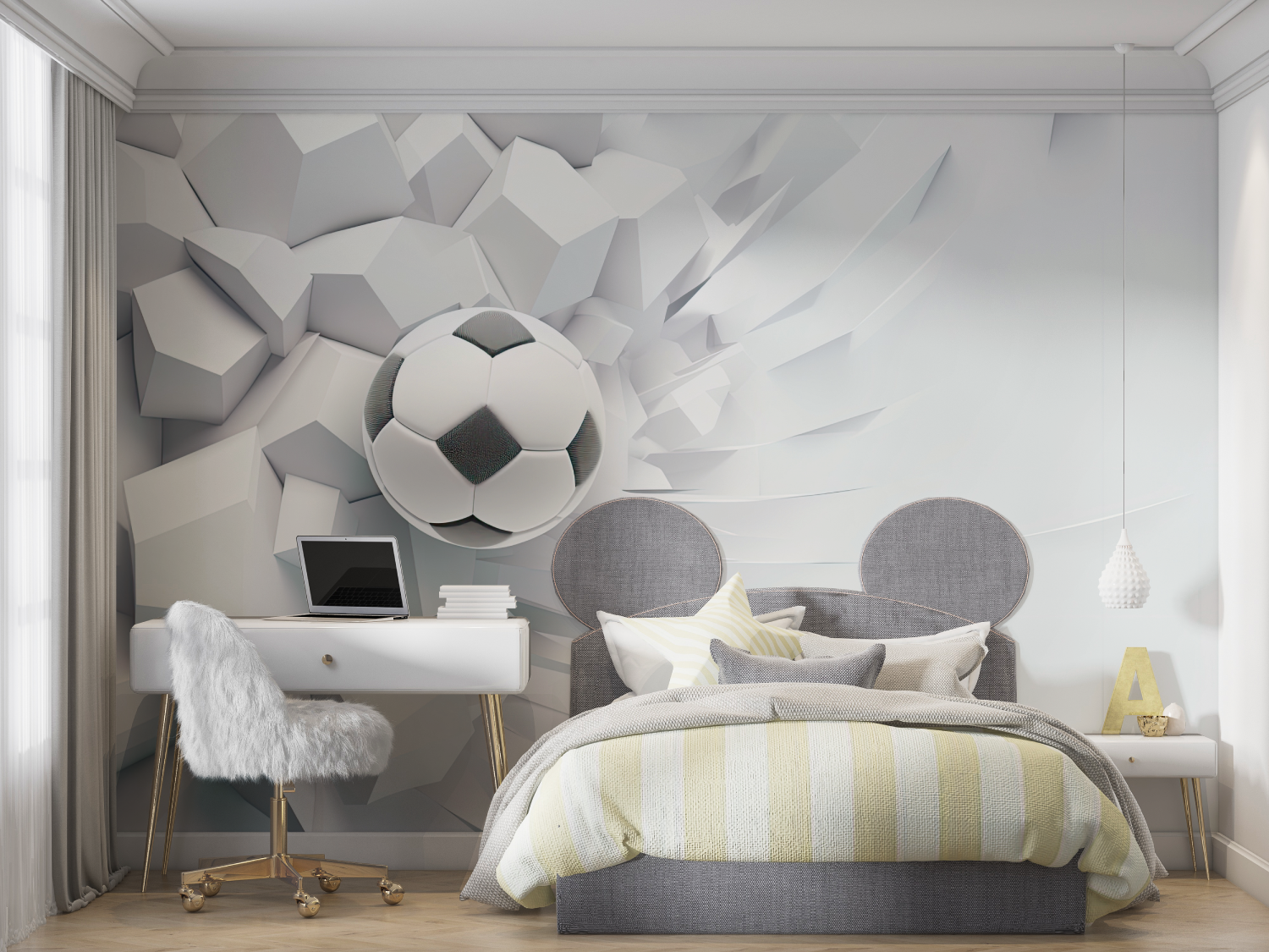 Papier peint 3d foot blanc mur chambre panoramique