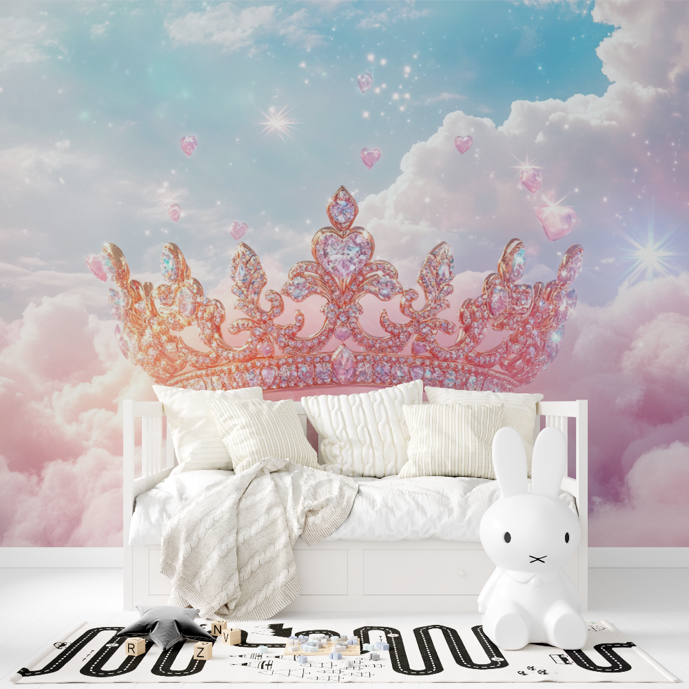 Papier peint princesse couronne doree tapisserie fille