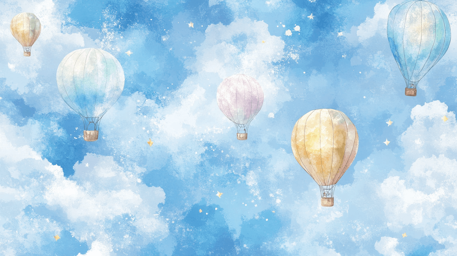 Papier Peint Montgolfière Et Étoiles Argentées