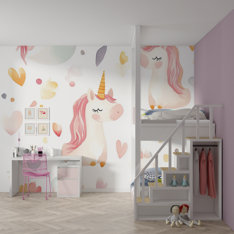 Papier peint licorne bebe tendance mignon mur chambre fille