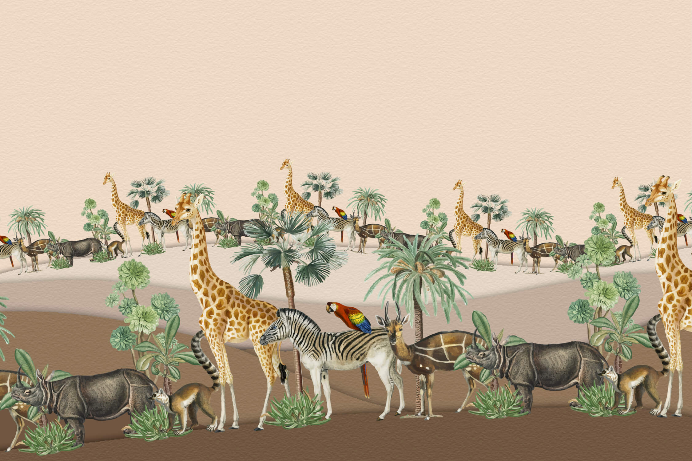 Papier Peint Lion Et Animaux Safari