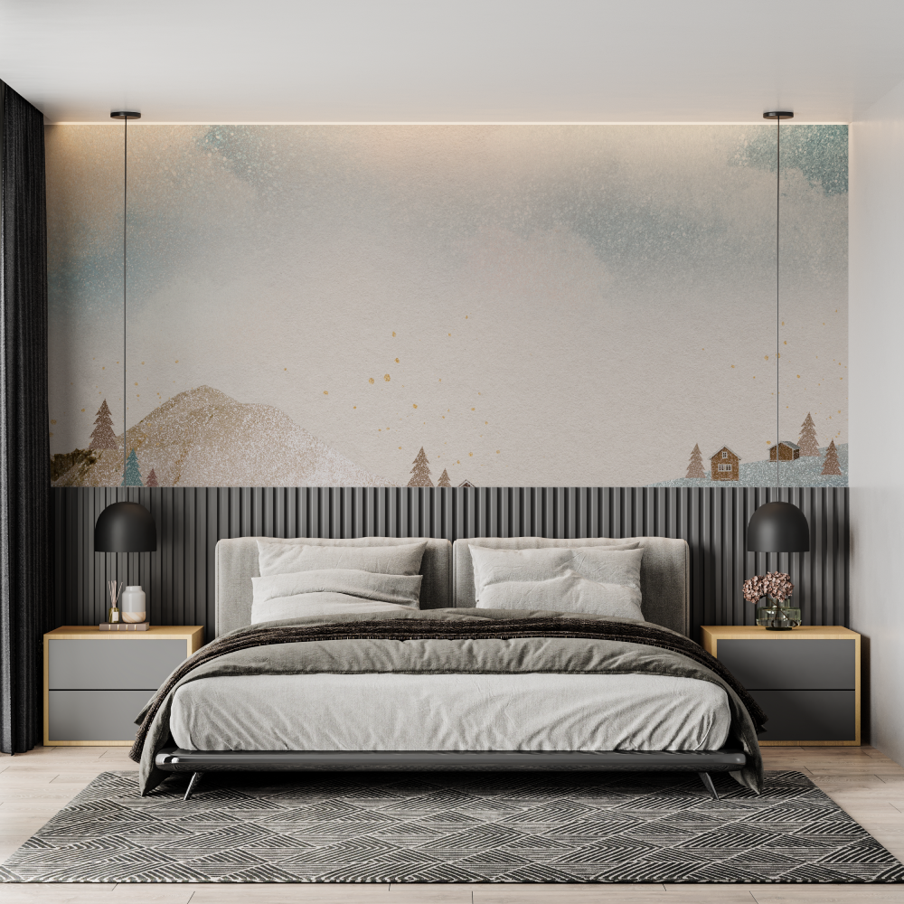 Papier peint aquarelle scandinave bebe chambre adulte