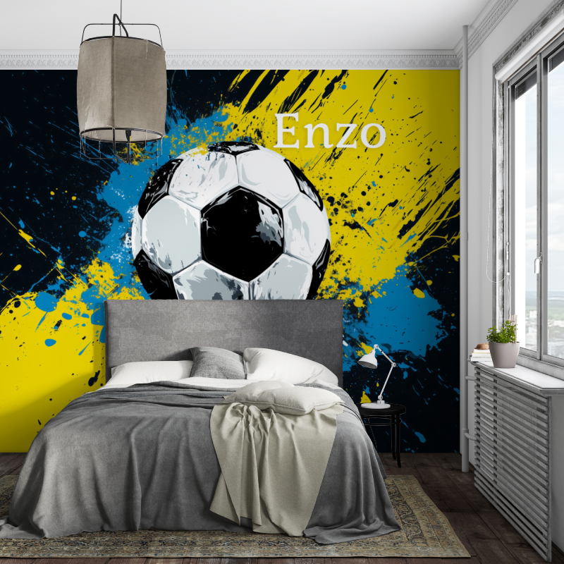 Papier peint prenom ballon de foot piece ados