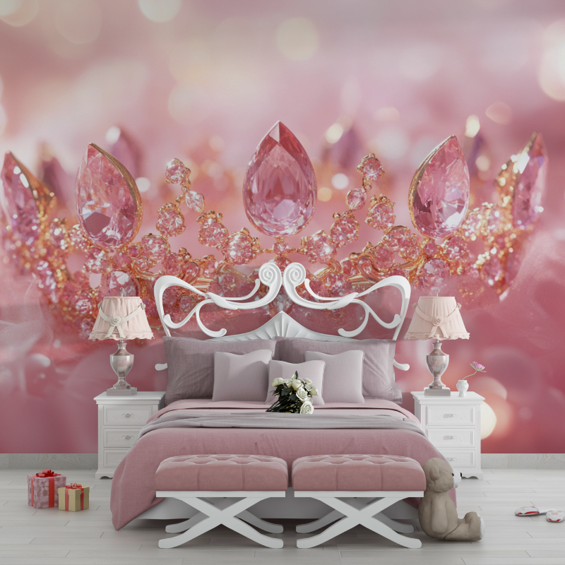 Papier peint princesse couronne en diamant chambre filles