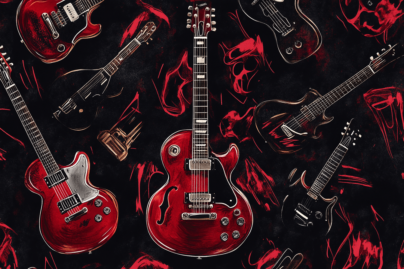 Papier Peint Guitare Rouge