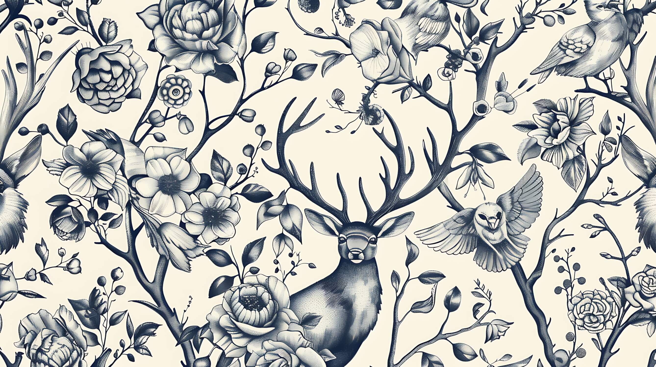 Papier Peint Toile De Jouy Cerf