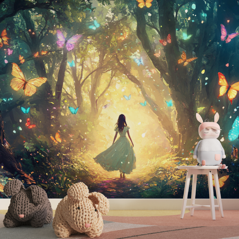 Papier peint princesse foret et...lons tapisserie pour fille