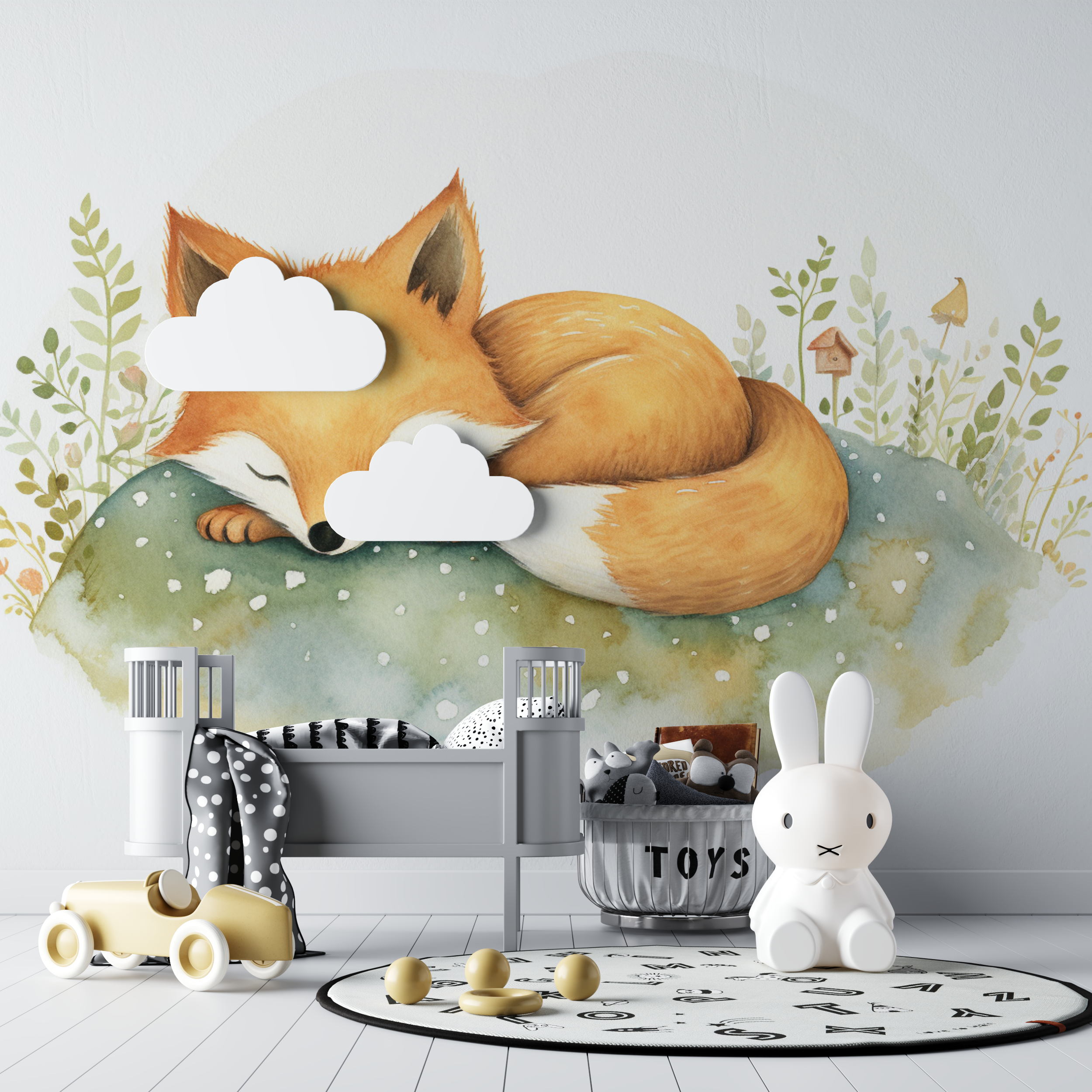Papier peint renard chambre bebe bebe tipi