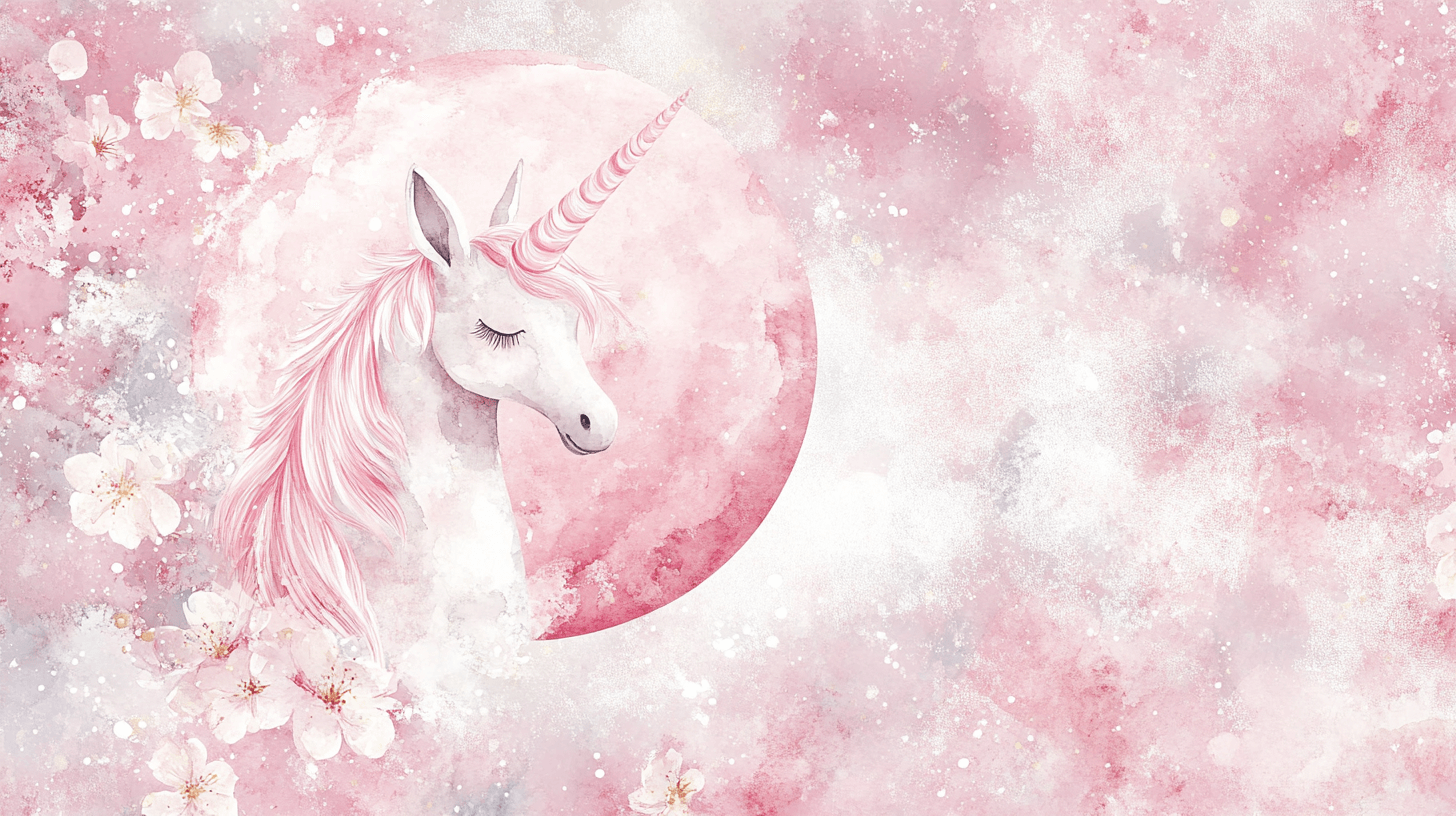 Papier Peint Déco Licorne Chambre Ado Lune Rose
