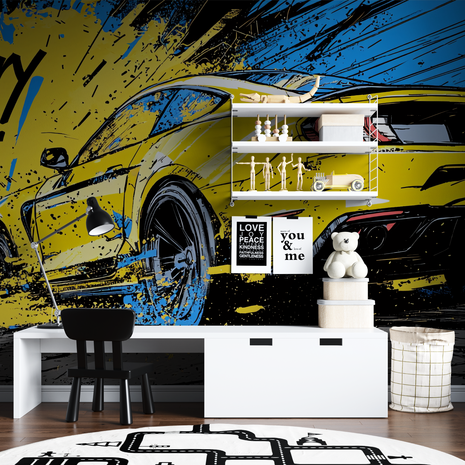 Papier peint graffiti voiture ados tapisserie garcon
