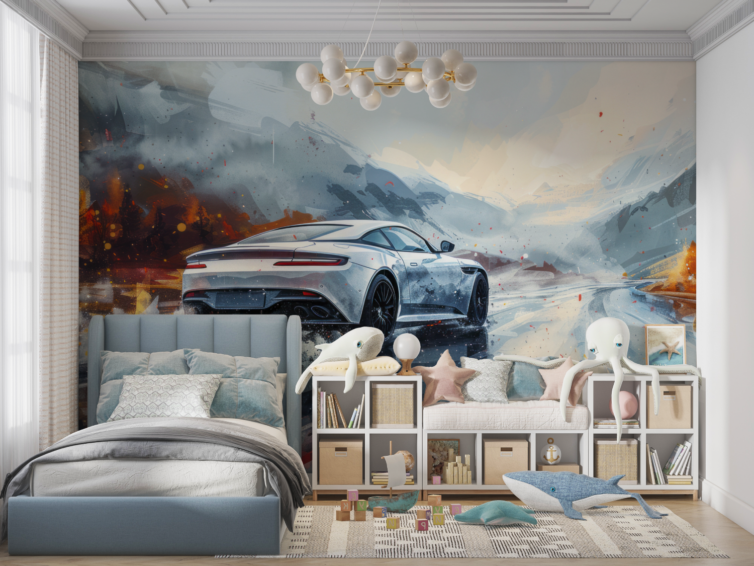Papier peint 3d adulte tuning voiture panoramique garcon