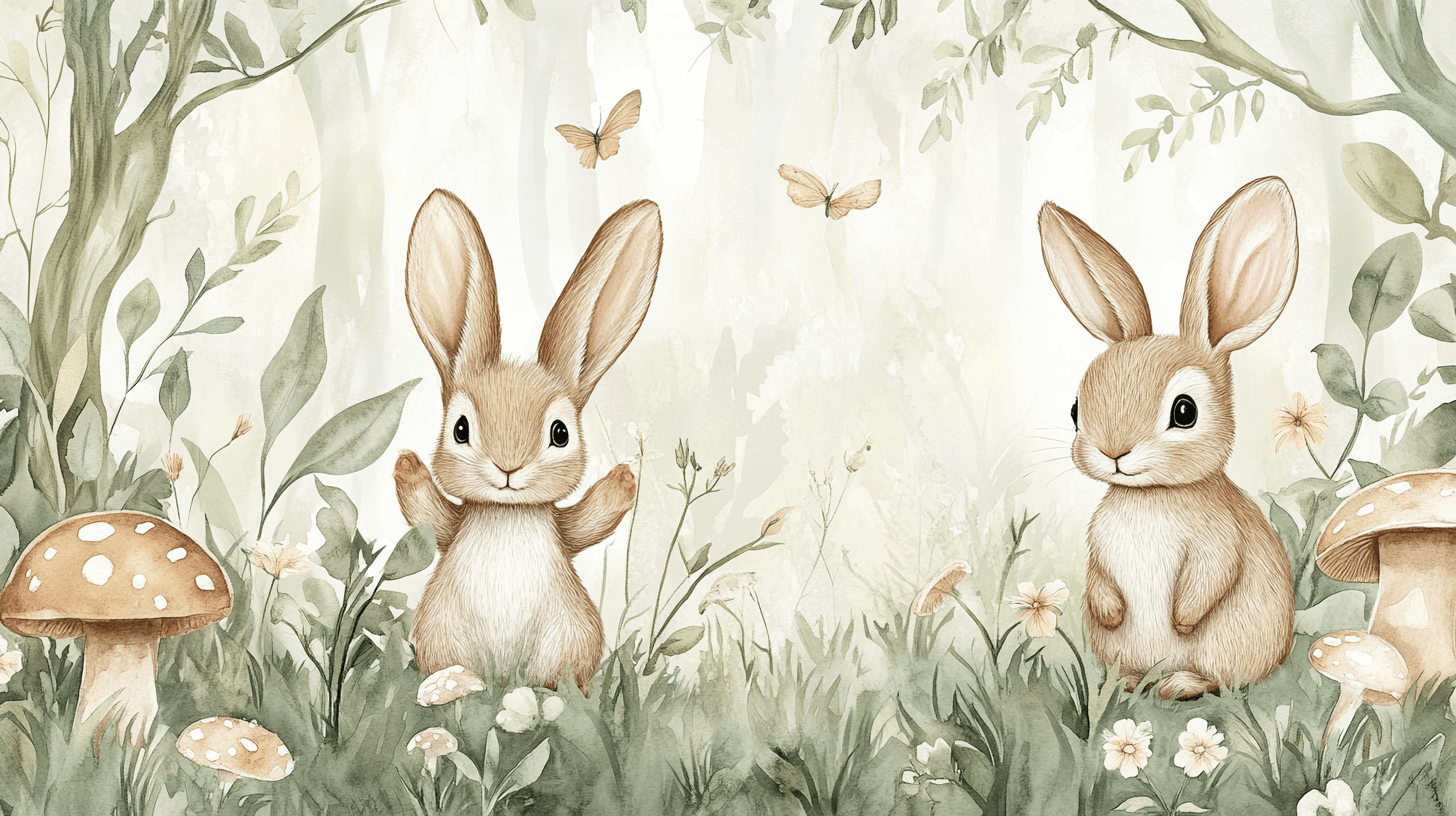Papier Peint Lapin Et Forêt Enchantée