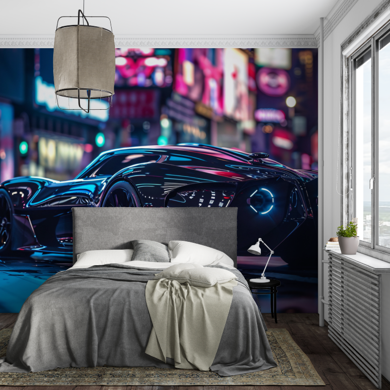 Papier peint voiture de luxe cyberpunk piece ados