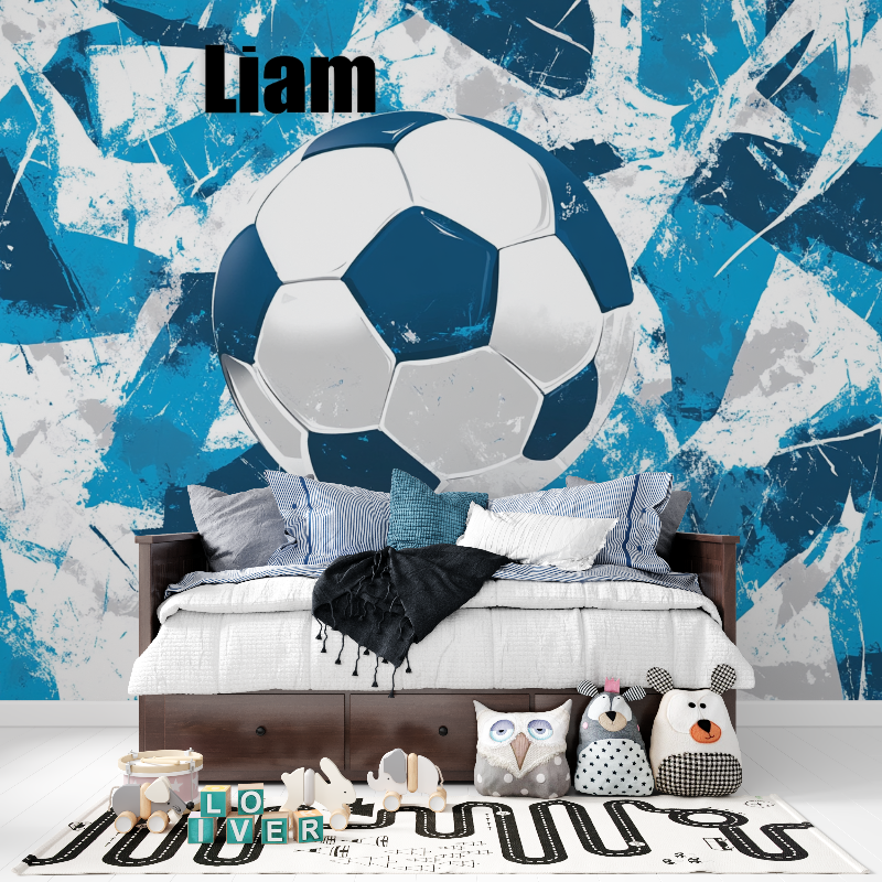 Papier peint prenom personnalise foot tapisserie pour ado