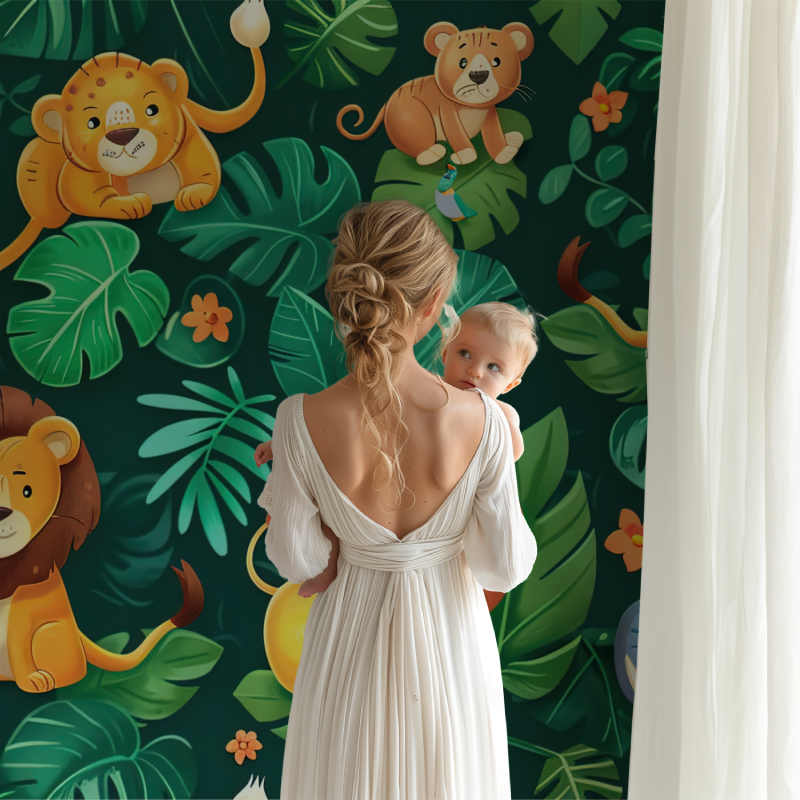 Papier peint lion dans la jungle bb123
