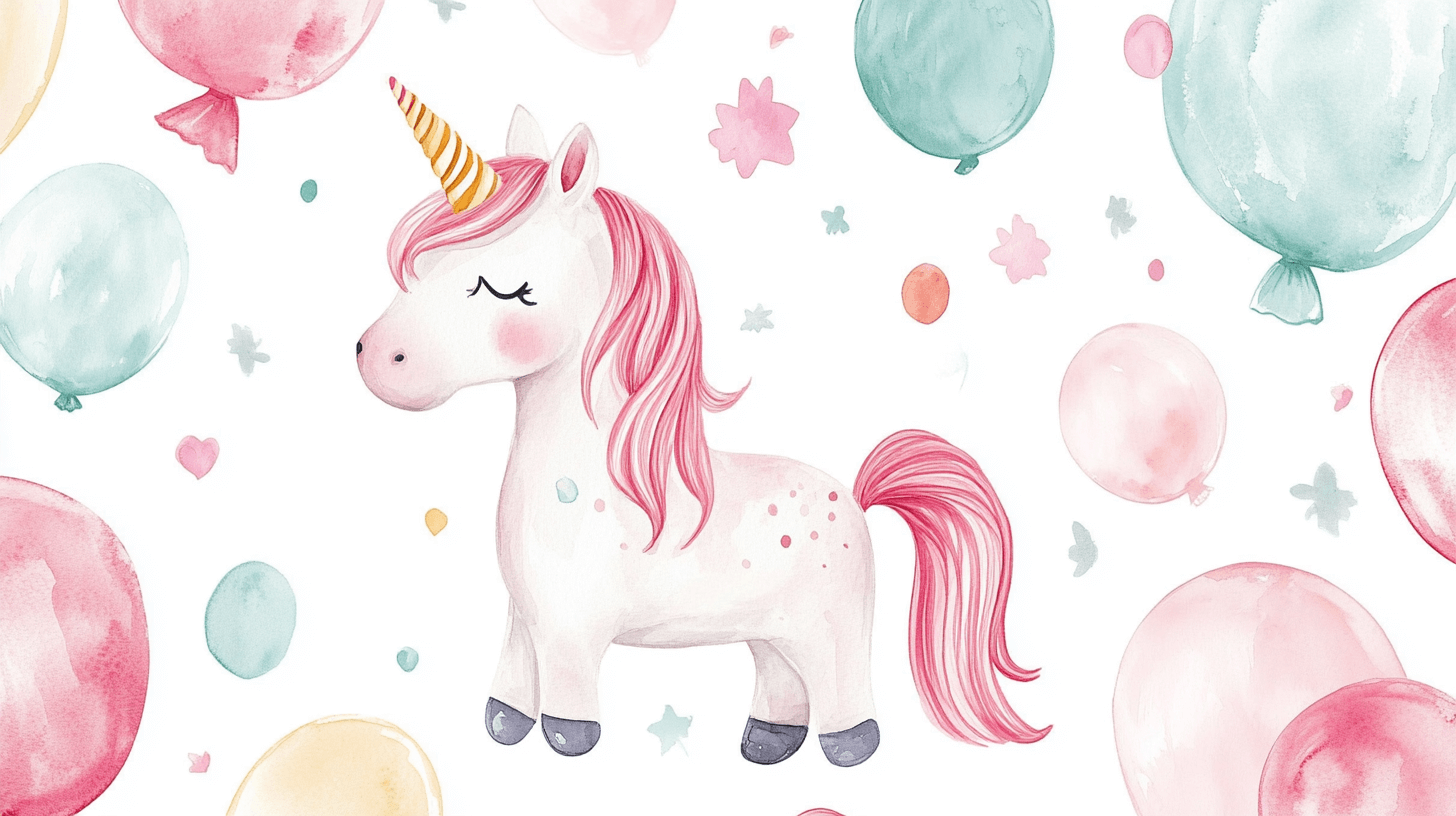 Papier Peint Déco Licorne Pour Fille Ballon