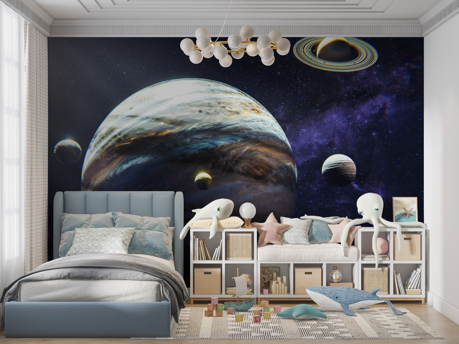 Papier peint theme espace panoramique garcon