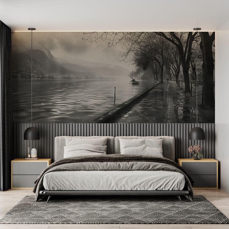Papier peint panoramique lac dannecy mural adulte