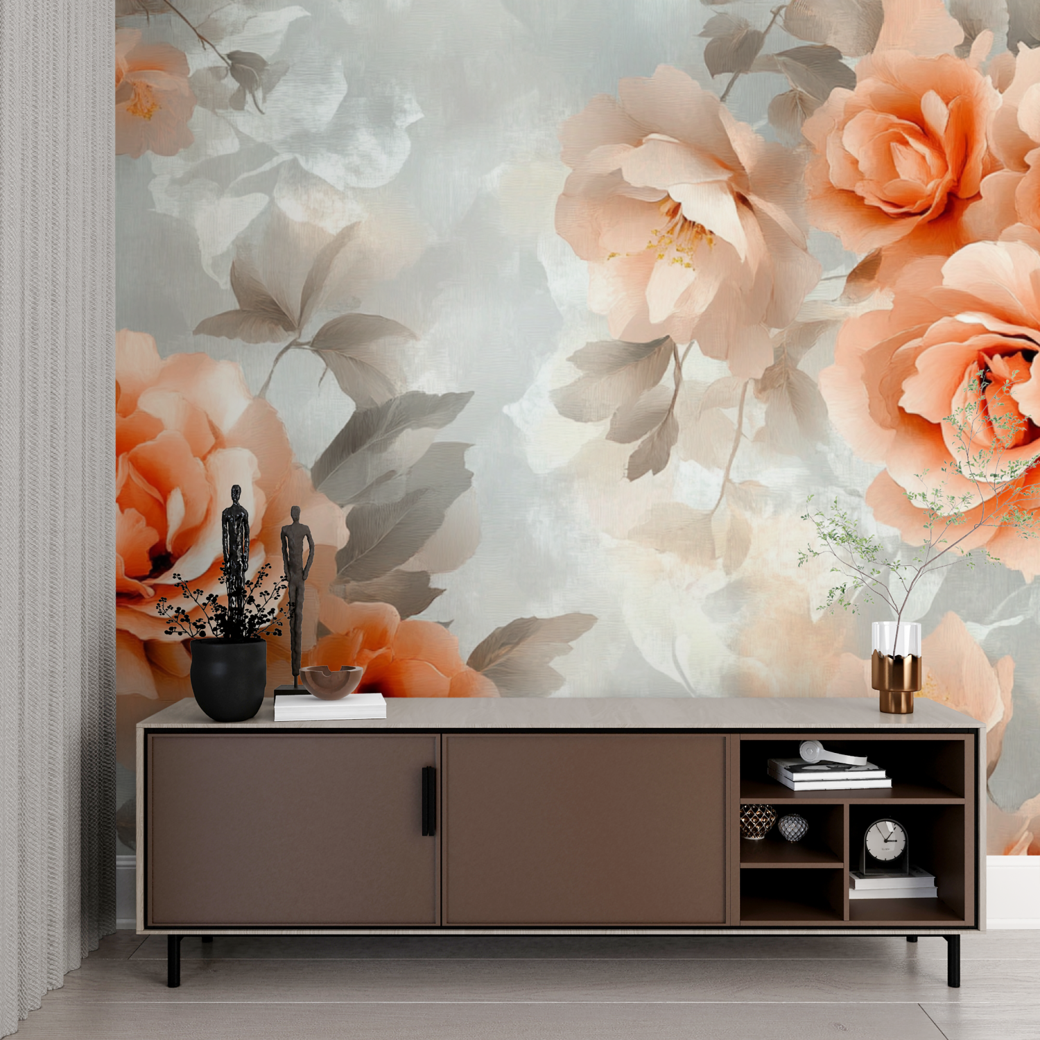Papier peint aquarelle fleurs vintages imprime