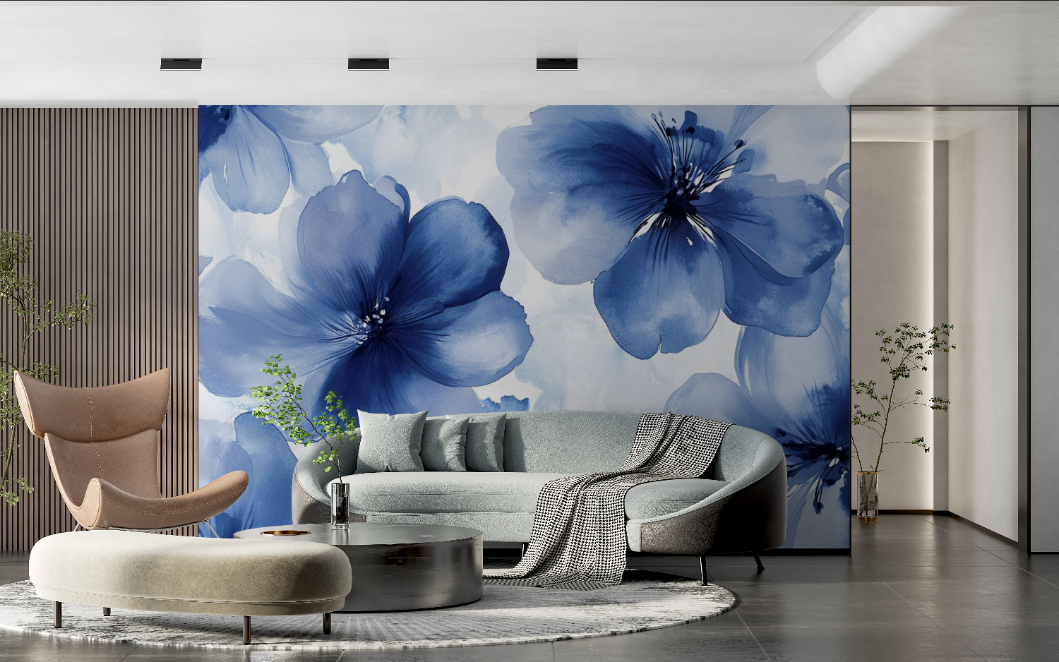 Papier peint aquarelle fleur elegante tendance 2024