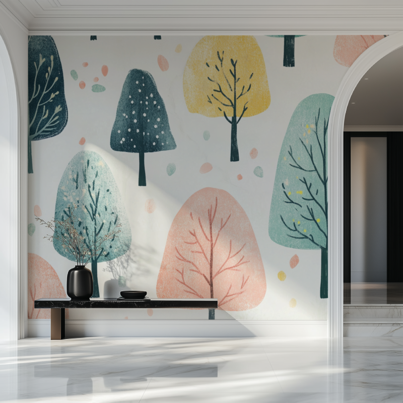 Papier peint arbre nature naive salon beau