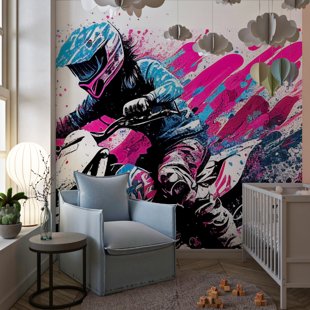 Papier peint graffiti motocross fille chambre de fille