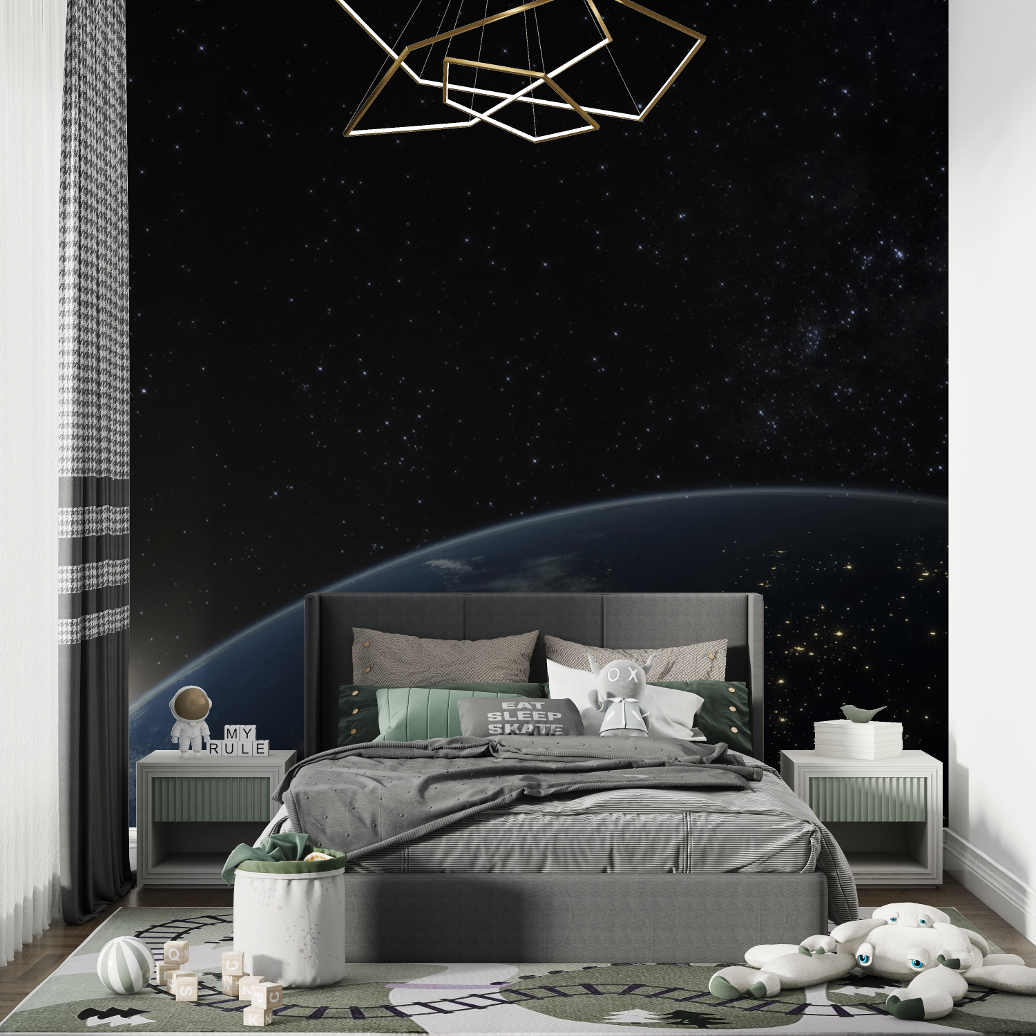 Papier peint avec l espace chambre de garcon