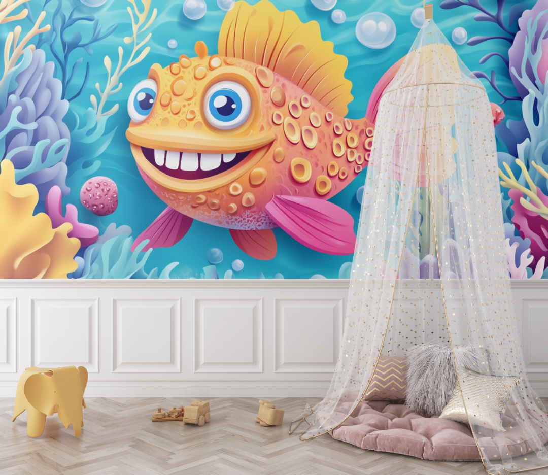 Papier peint marin gros poisson bebe