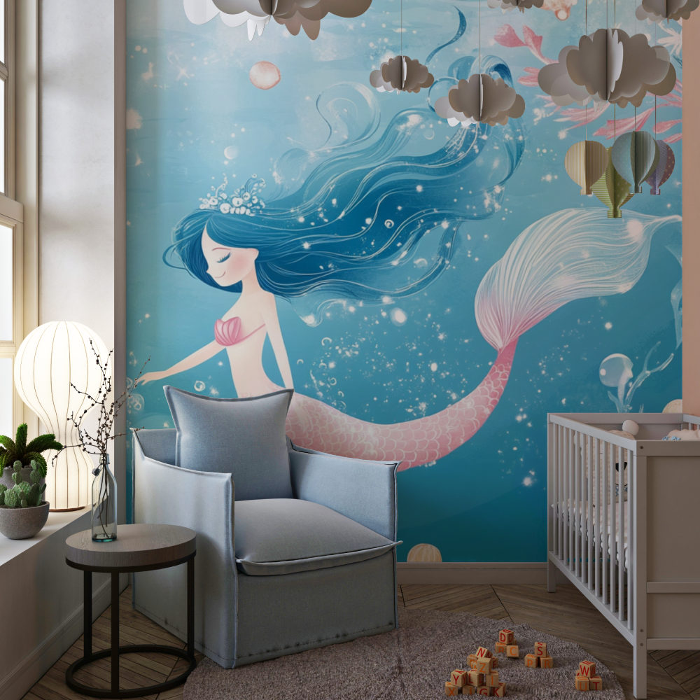Papier peint princesse sirene merveilleuse chambre de fille
